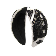 Load image into Gallery viewer, BLACK&amp;WHITE EMBELLISHED STATEMENT HEADBAND
