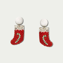 Load image into Gallery viewer, CHRISTMAS BEADED STATEMENT EARRINGS, UNIQUE HOLIDAY FASHION EARRINGS
