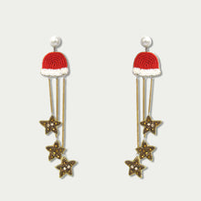 Load image into Gallery viewer, CHRISTMAS BEADED ASTATEMENT STAR EARRINGS, UNIQUE FASHION HOLIDAY PARTY EARRINGS
