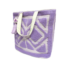 Load image into Gallery viewer, LAVENDER TERRY BEACH BAG FOR WOMEN UNIQUE EMBROIDERY SHOULDER BAG
