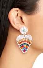 Load image into Gallery viewer, HEART COLOR BEADED DROP EARRINGS

