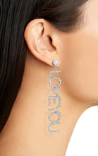 Load image into Gallery viewer, LETTER CUBIC ZIRCONIA DROP EARRINGS
