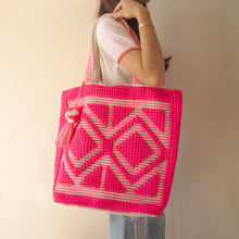 Load image into Gallery viewer, PINK TERRY BEACH BAG FOR WOMEN UNIQUE EMBROIDERY SHOULDER BAG
