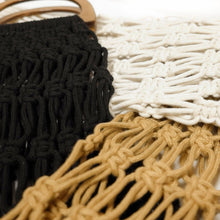 Load image into Gallery viewer, WOOD HANDLE CROCHET TOTE BAG
