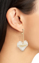 Load image into Gallery viewer, HEART SUPREME PEARL DROP EARRINGS
