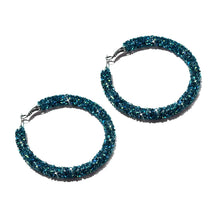 Load image into Gallery viewer, SPARKLY NAVY GLITER HOOP EARRINGS

