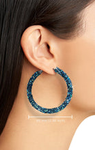Load image into Gallery viewer, SPARKLY NAVY GLITER HOOP EARRINGS
