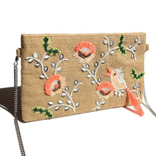 Load image into Gallery viewer, FLOWER &amp; BIRD WITH TASSEL EMBROIDERY CLUTCH BAG
