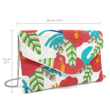 Load image into Gallery viewer, TROPICAL PATTERN BEADED CROSS CLUTCH BAG
