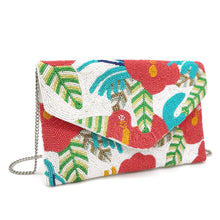 Load image into Gallery viewer, TROPICAL PATTERN BEADED CROSS CLUTCH BAG
