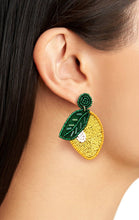 Load image into Gallery viewer, LEMON CITRON BEADED DROP EARRINGS
